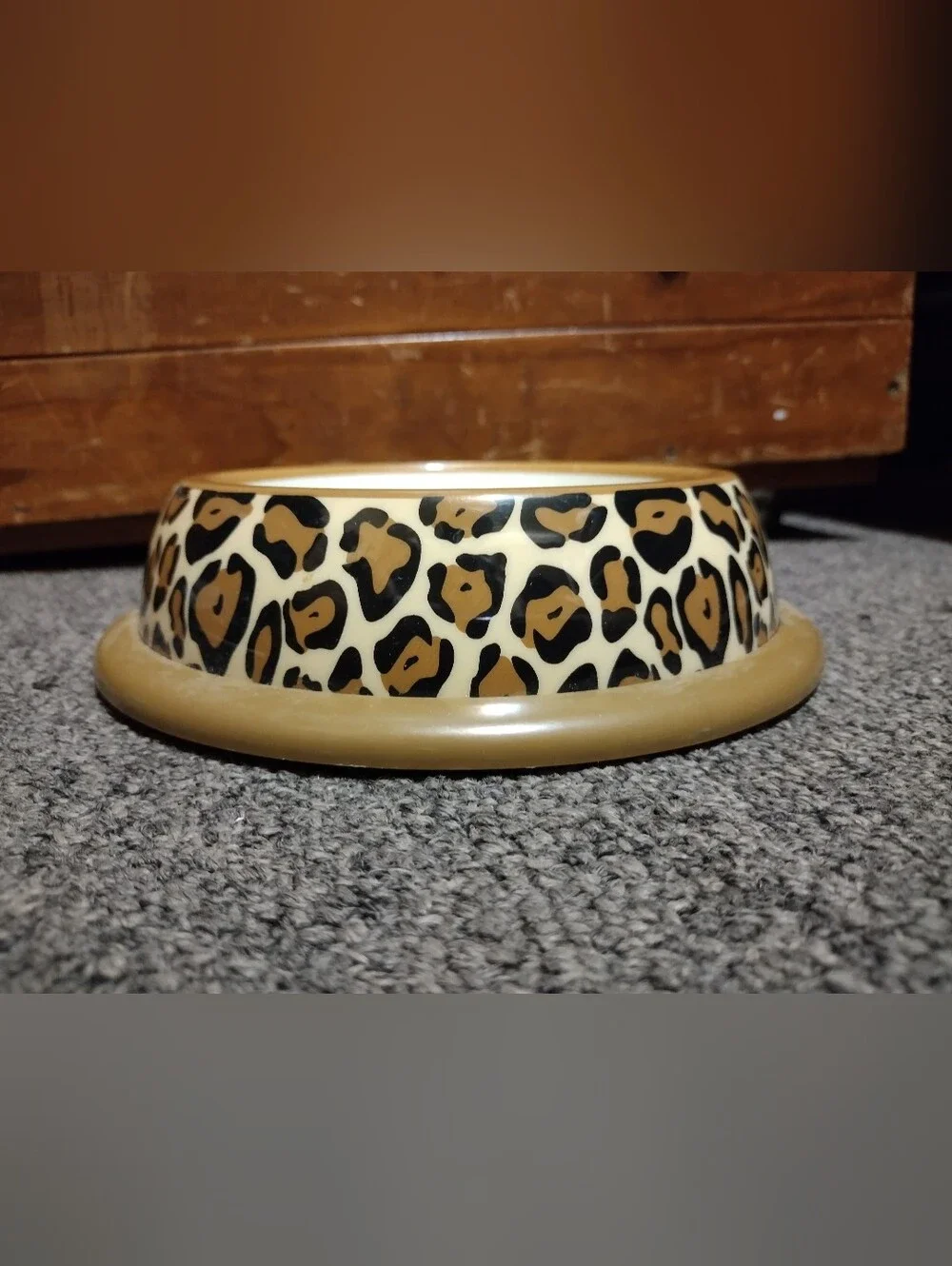 Leopard Print Pet Bowl in Tan and Black 8-10